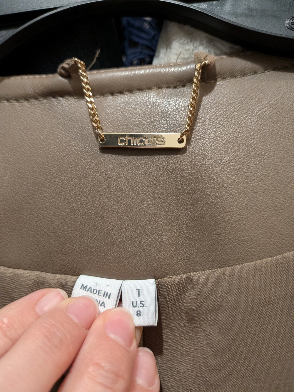 Chico's Taupe Faux Leather Zip-Front Jacket - Picture 4 of 4